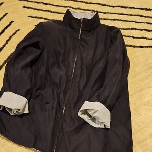 Talbots Navy Lightweight Zip-Front Shirt Jacket